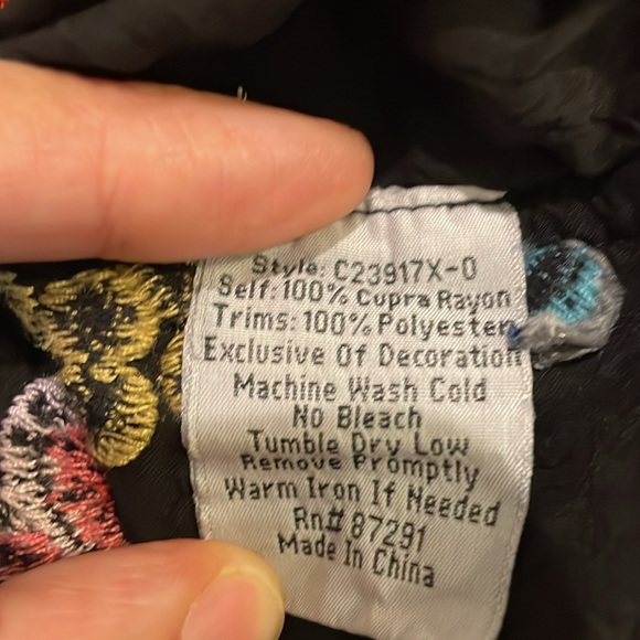 Johnny Was black 3/4 length sleeve tunic top. Floral print. - Picture 4 of 4